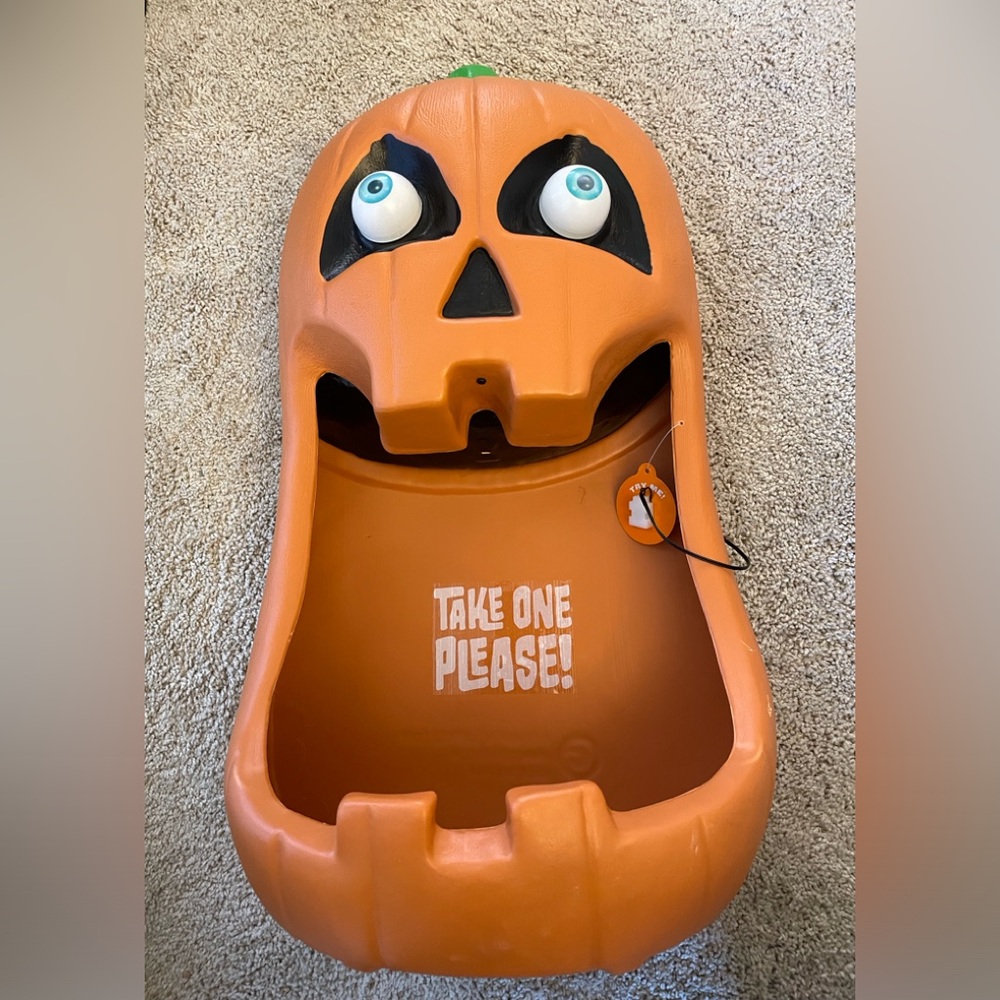 Halloween Pumpkin Candy Holder outdoor indoor lights up talks